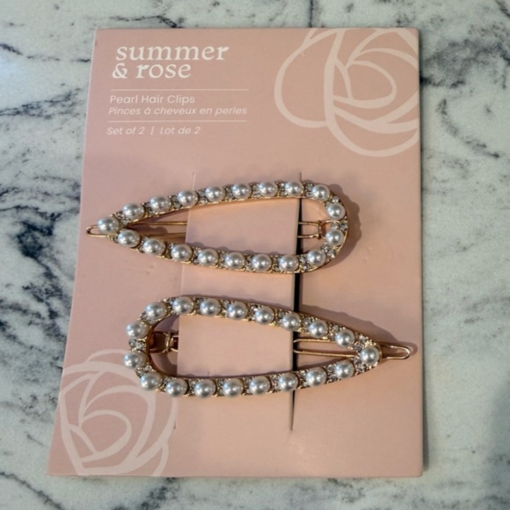 Summer & Rose Gold Pearl Hair Clips